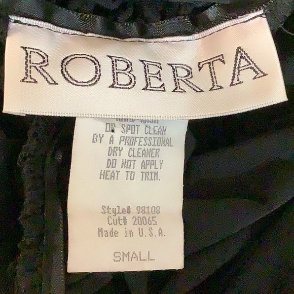 Roberta Size Small VINTAGE 1990s Black Rhinestone Ruched Formal Dress. - Picture 8 of 9